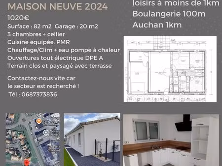 location maison châteaubernard. disponible au 15 juillet 2026. loyer 1020