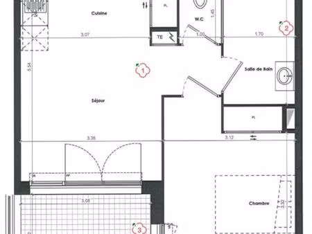 appartement loué – dpe b – terrasse + 2 parkings