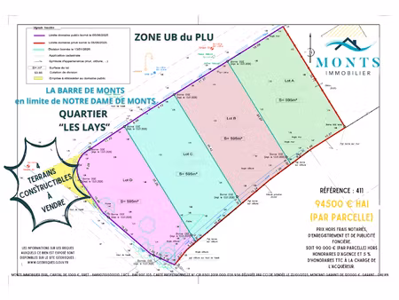 vente terrain à la barre-de-monts (85550)  94 500 €