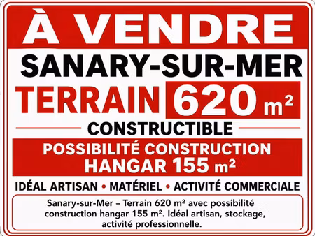 vente terrain 620 m² à sanary-sur-mer (83110)  390 000 €