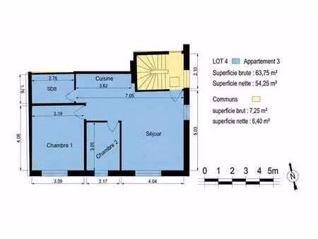 appartement 2 chambres à liège  64m²