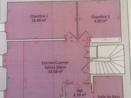 appartement 3 pièces – triangle d’or - 73m² habitables – aperçu mer
