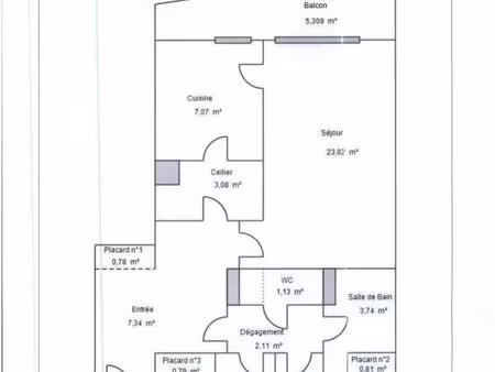 appartement 3 pièces 68 m²