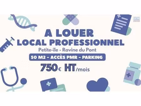 a louer local professionnel / médical de 50 m2 à 750€ ht/mois | petite ile - ravine du pon