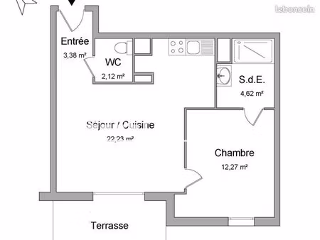 appartement 2 pièces 44 m²