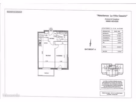 appartement t2 geveze