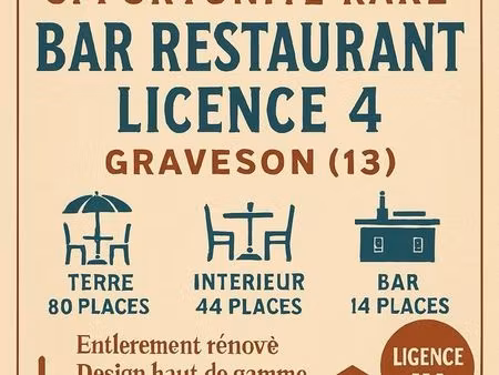 opportunité rare - bar restaurant licence 4