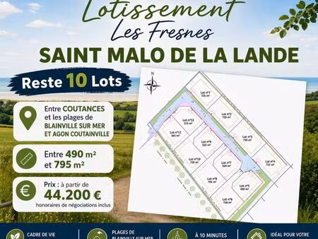 terrain 490 m² st malo de la lande