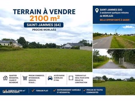 terrain plat 2100 m² – proche morlaàs – quartier résidentiel recherché