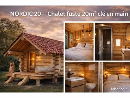 ? chalet bois massif 20m² clé en main – sans permis – livré & monté