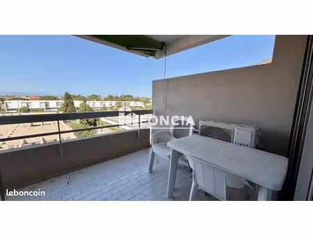 canet sud – studio cabine 27 m² – terrasse ouest – parking privé – résidence avec gardien 