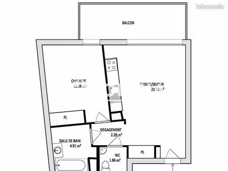 appartement 2 pièces 43 m²
