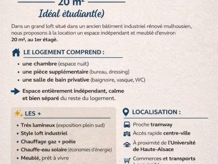 loue suite meublée indépendante