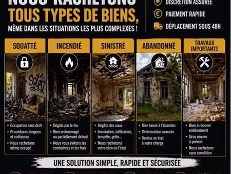 rachat immobilier squatté/incendié/sinistré