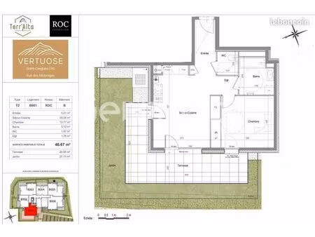 appartement 2 pièces 46 m²