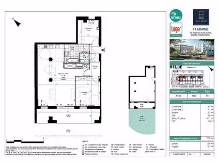 appartement 3 pièces 78 m²