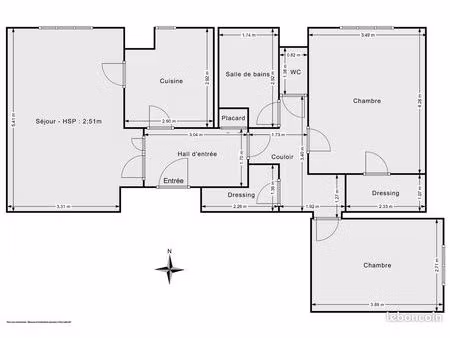 appartement 3 pièces 70 m²