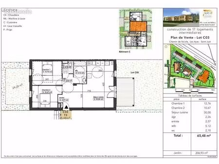 appartement 3 pièces 65 m²