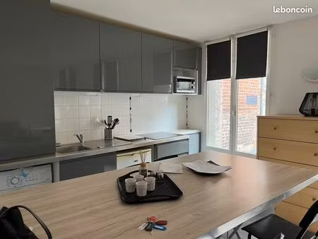 rouen loue studio 23 m2  meublé équipé  quartier pasteur  libre