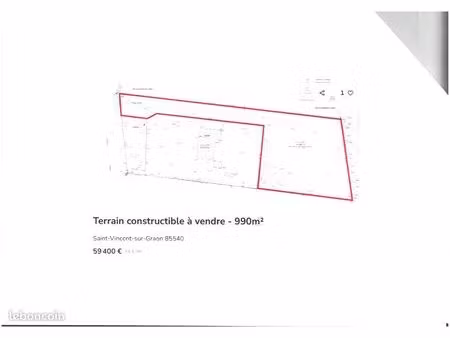 terrain constructible 990 m²
