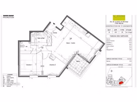 appartement 3 pièces 66.33m² à louer 1037 - melun 77000