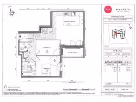 appartement 3 pièces 63 m²