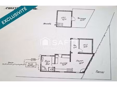 maison t3 avec grande parcellle de 2600m2