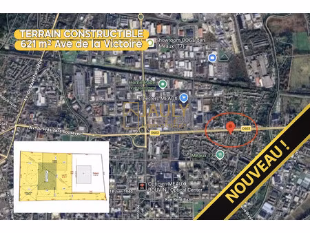 terrain constructible 621 m² - ave de la victoire