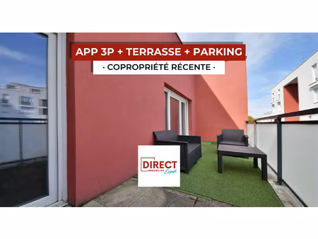 appartement 3p en dernier etage + balcon + parking