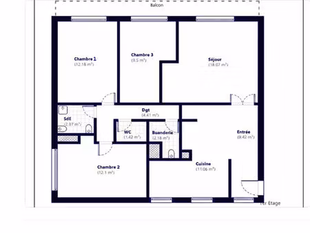 appartement de 3  4 ou 5 pièces à colonel fabien avec balcon de 88 m2