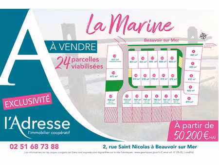 vente terrain  378.00m²  beauvoir