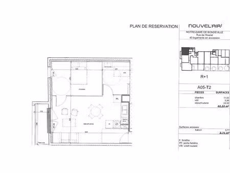 location appartement 2 pièces 42m² notre dame de bondeville 76960