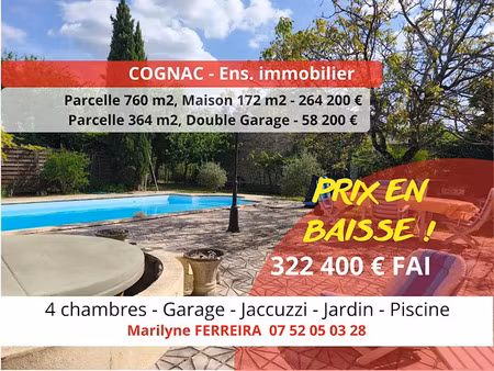 vente maison 7 pièces 172 m² à cognac (16100)  322 400 €