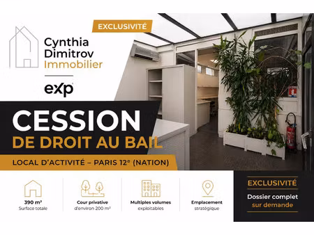cession de droit au bail - local d'activité - paris 12? (na