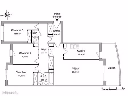 appartement 4 pièces 89 m²