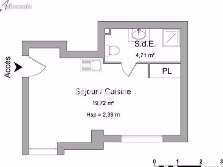 studio 1 pièce 24 m²