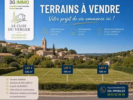 terrain constructible viabilisé à vendre