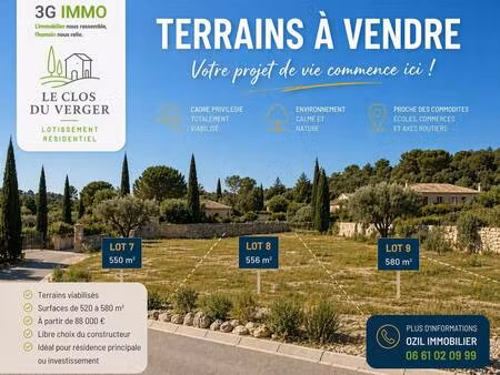terrain constructible viabilisé à vendre
