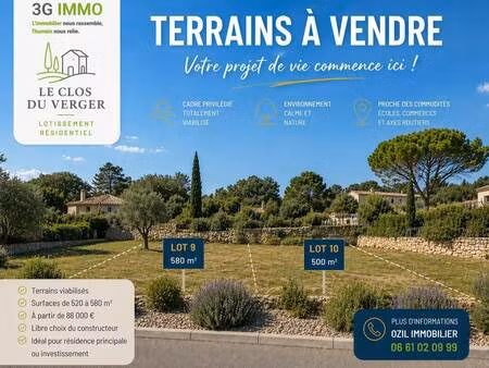 terrain constructible viabilisé à vendre