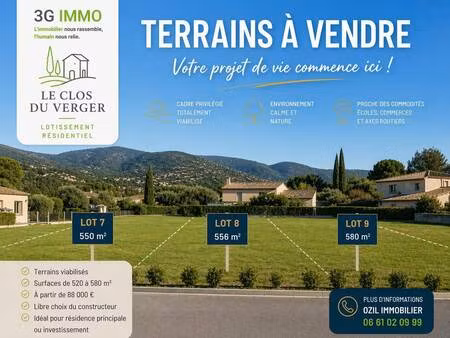 terrain constructible viabilisé à vendre