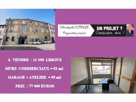 vente locaux professionnels 53 m² à limoux (11300)  77 000 €