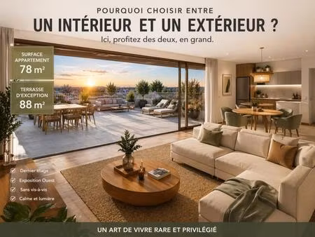 rare – dernier étage avec terrasse 88 m² – 3 pièces évolutif en 4 pièces
