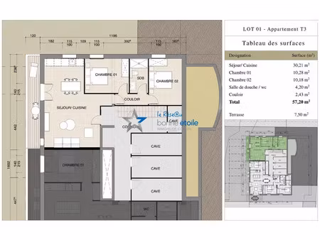 vente appartement 3 pièces 57.2 m² à san-nicolao (20230)  195 000 €