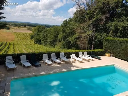 bergeracois-dordogne maison pl-pied f5  piscine 11ml avec vue imprenable