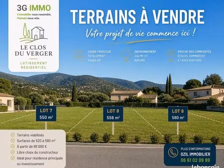 terrain constructible 580 m² | exposition sud | entre ales et uzes