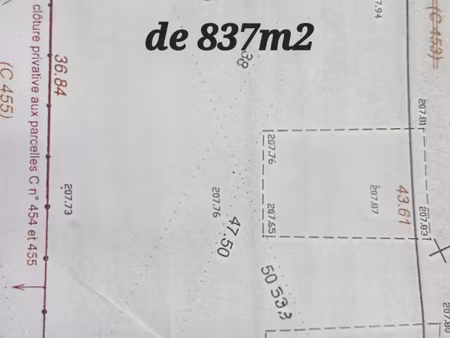 vente terrain 837 m² chambeire (21110)