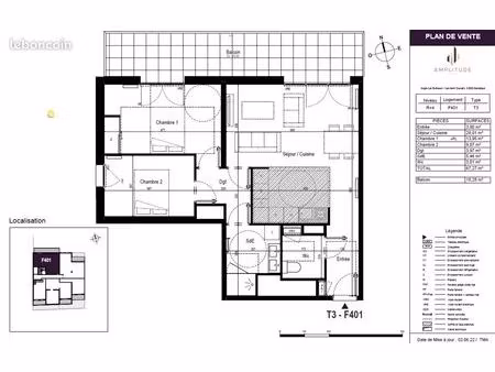 appartement 3 pièces 63 m²