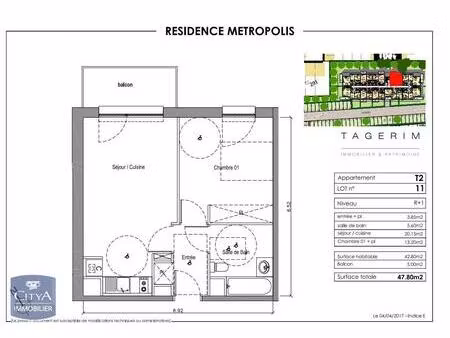 location appartement 2 pièces 42m² tourcoing 59200