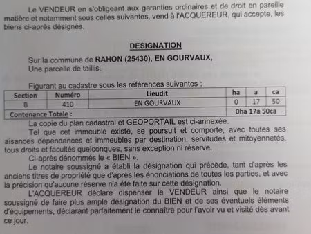 parcelles de bois rahon(25430)