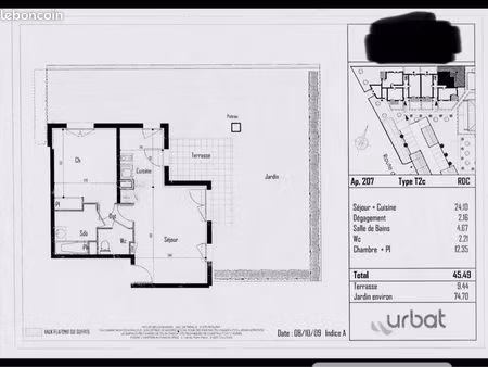 t2 avec jardin et terrasse – frouzins – 45 m²